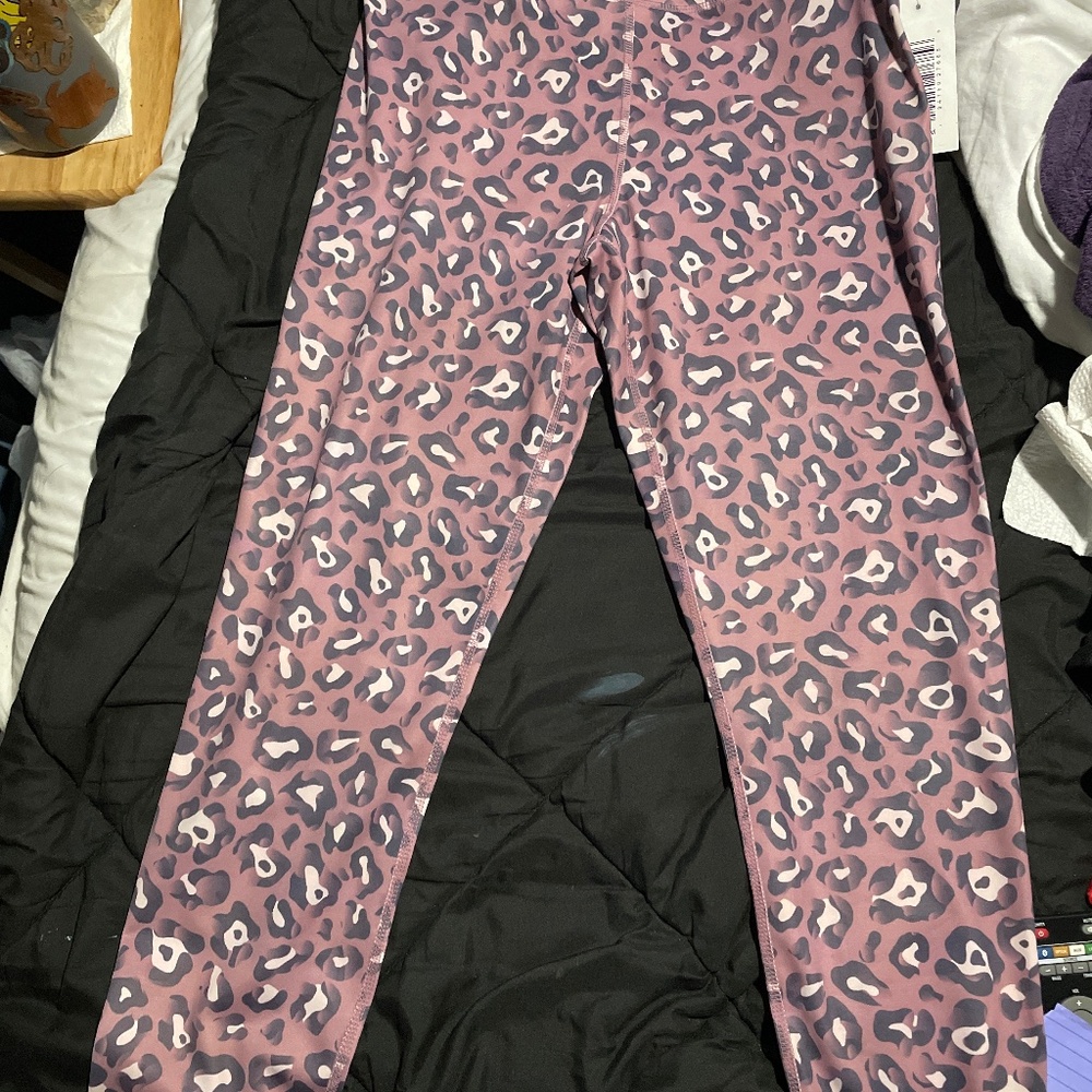 Mauve and pink cheetah workout pants